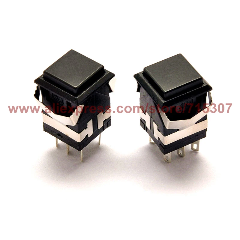 10 шт. самоблокирующиеся кнопочные переключатели PHISCALE 3 А 250 В 6 контактов DPDT черные