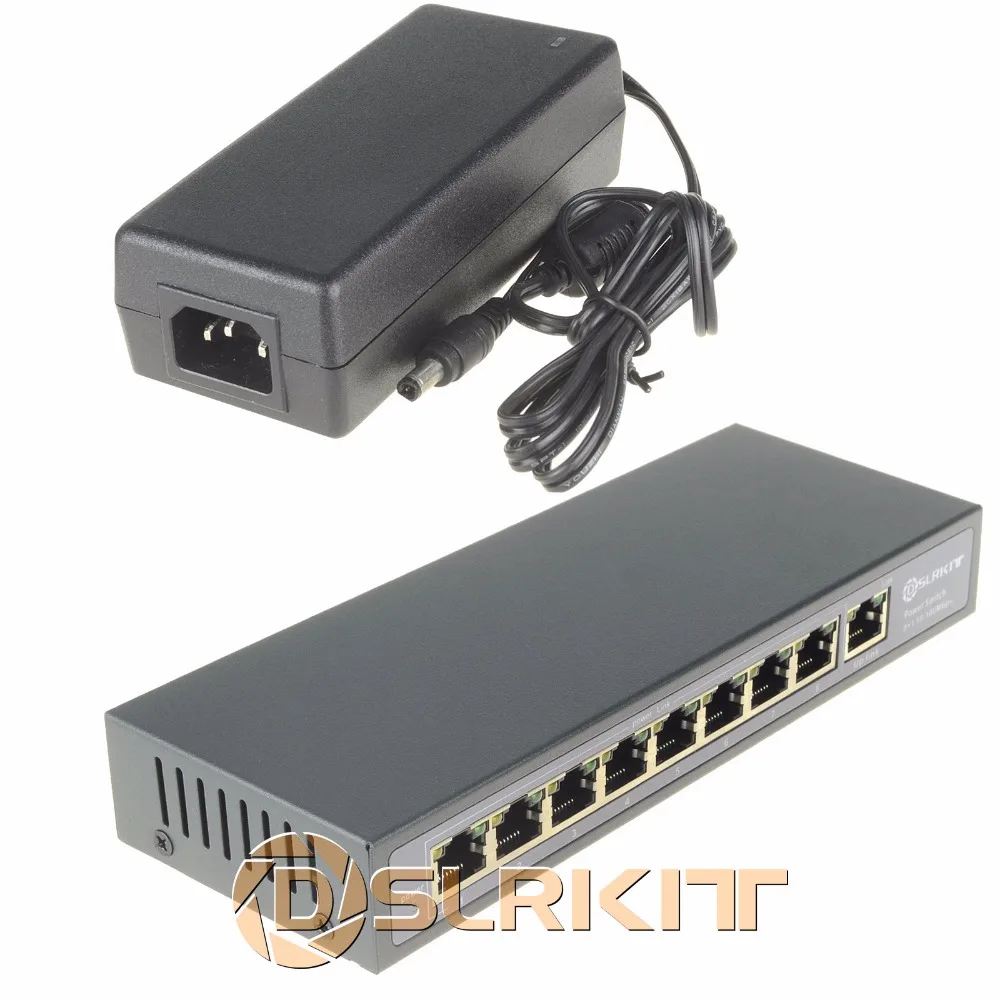 DSLRKIT 9 портов 8 PoE Инжектор Power Over Ethernet коммутатор 48 в 120 Вт|ethernet switch|switch ethernet8 poe |