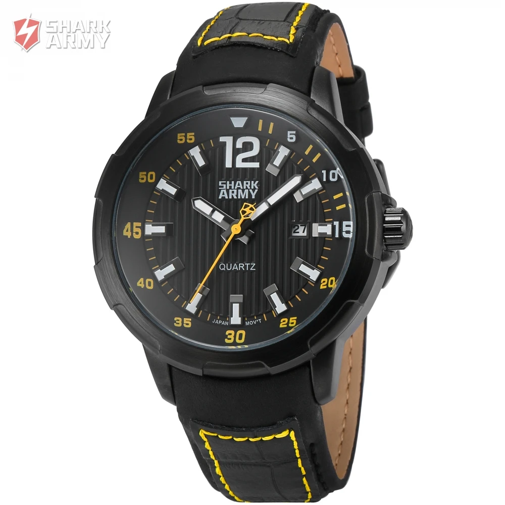 Shark Army Luxury Brand Auto Date Leather Watch Band Military Water Resistance Sport Outdoor Men Quartz Gift Box / SAW156 | Наручные часы