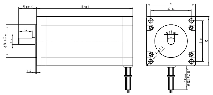 ENGMATE EMA232-11230S4 Шаговый Мотор 2.94N.m 1.8 Степень 4 Провода 112 мм