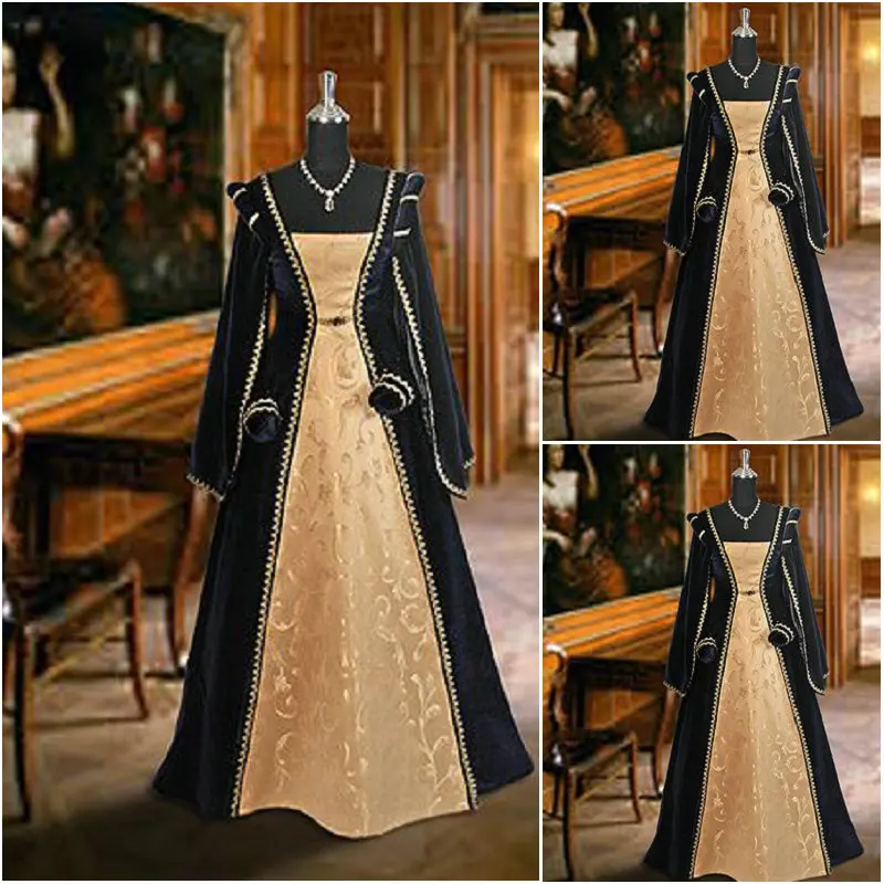 История! Заказные синие винтажные костюмы Ренессанс платья стимпанк платье