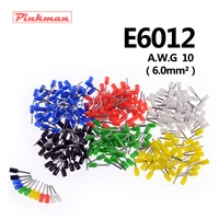 2050100pcs e6012 tube insulating terminals awg 10 insulated cable wire 6 0mm2 connector insulating crimp terminal connect