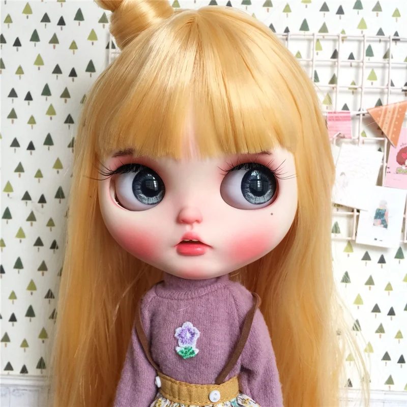 Кукла ICY DBS Blyth боди из белой кожи прямые желтые золотые волосы BL0658 1/6 30 см подарок