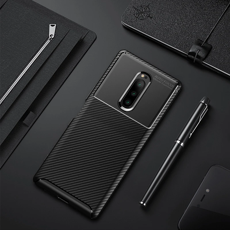 Силиконовый чехол для Sony Xperia XZ4 из углеродного волокна и ТПУ высококачественный с