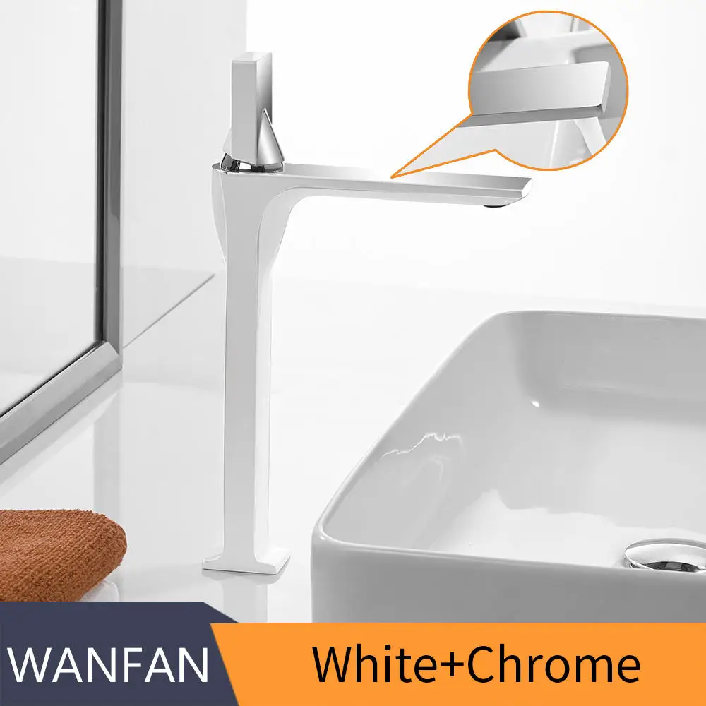 White And Chrome Смеситель для раковины, хромированный кран для раковины, кран для ванной комнаты, кран для раковины с одной ручкой, винтажный смеситель для горячей и холодной воды, кран 855003 - Цвет: White And Chrome
