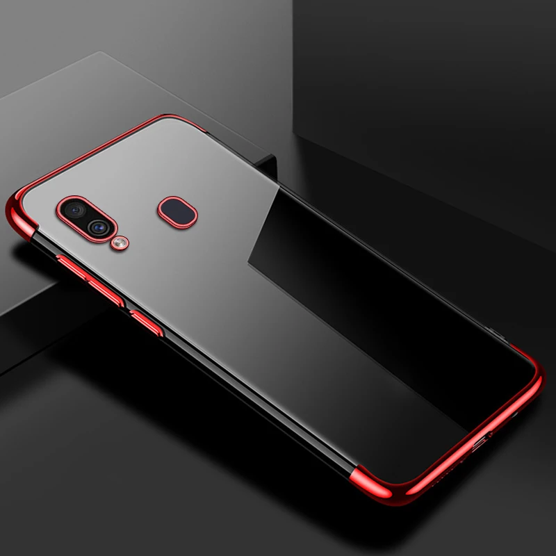 Красный Прозрачное покрытие, мягкая задняя крышка из ТПУ для samsung Galaxy M30 M20 M10 A70 A40 A50 A30 S10 Plus S10e, мягкие силиконовые чехлы - Цвет: Красный