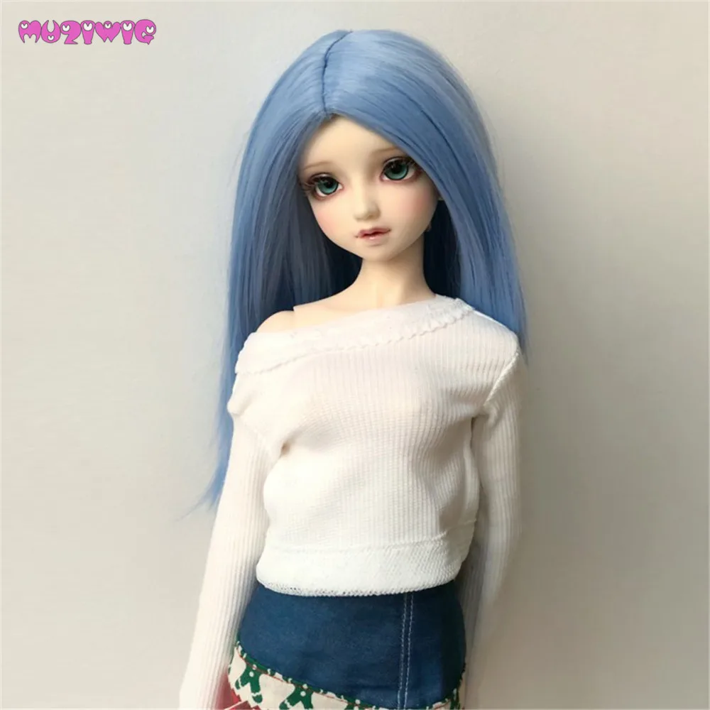 

MUZIWIG HT Fiber Long Straight Sky Blue Wigs for 1/3 1/4 1/6 BJD Girl Dolls