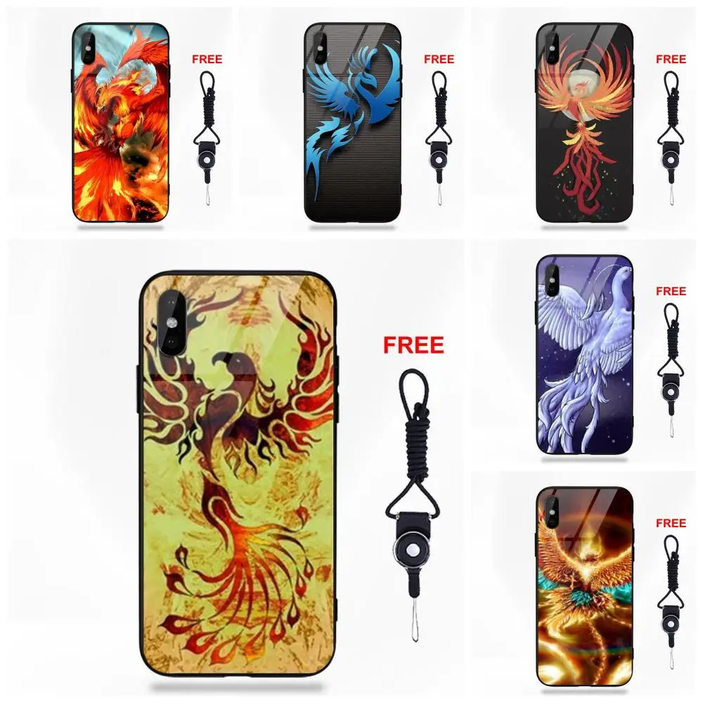 Красивая Феникс для Apple IPhone X XS Max XR 5 5C 5S SE 6 S 7 8 плюс мягкая TPU оправа закаленное