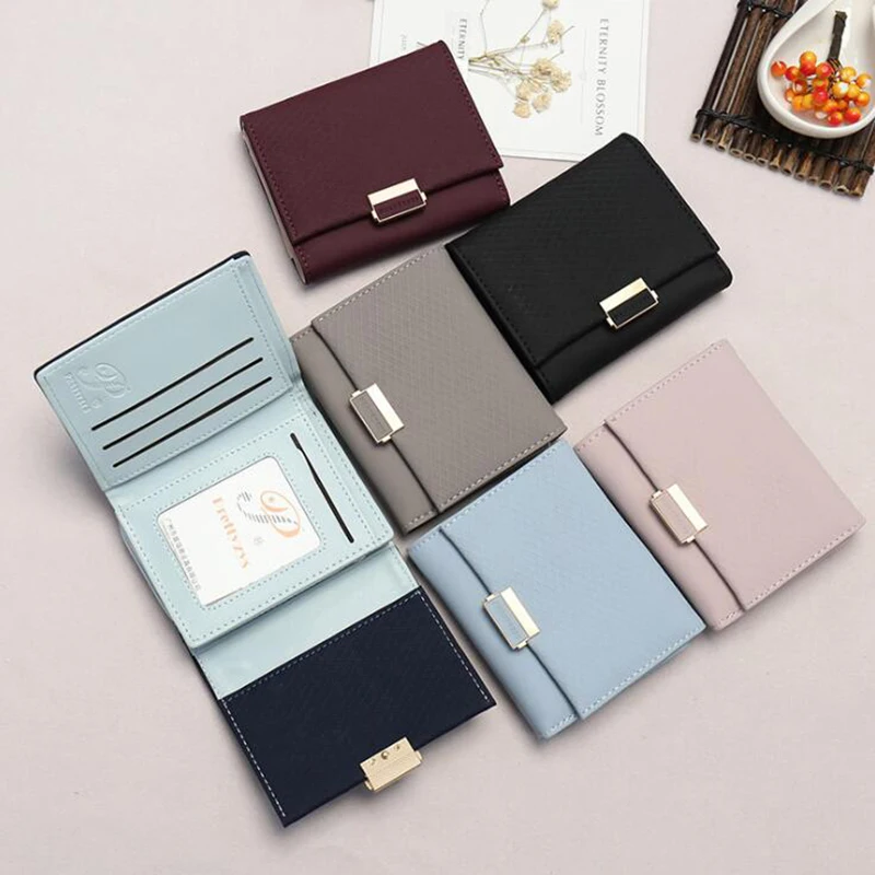 Кожаный Кошелек Клетчатый кошелек Дамский горячий держатель карты монета