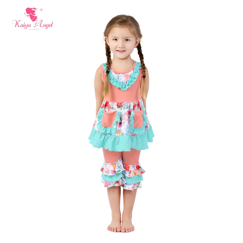 

Kaiya Angel/одежда с цветочным рисунком для маленьких девочек, розовая пижама с кактусами и красными хризантемами для маленьких девочек