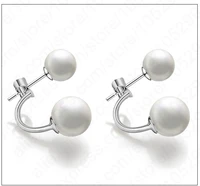 new arrival real pure 925 sterling silver double natural round pearl beads stud earrings jewelry nice party gift