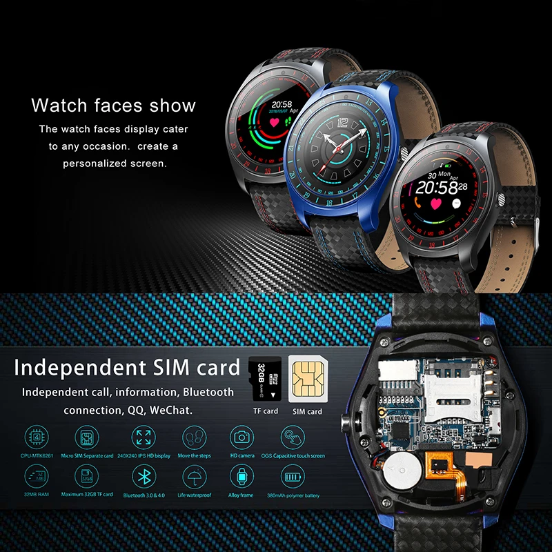 V10 Bluetooth умные часы мужские Взрослые спортивные Smartwatch водостойкие Android камера