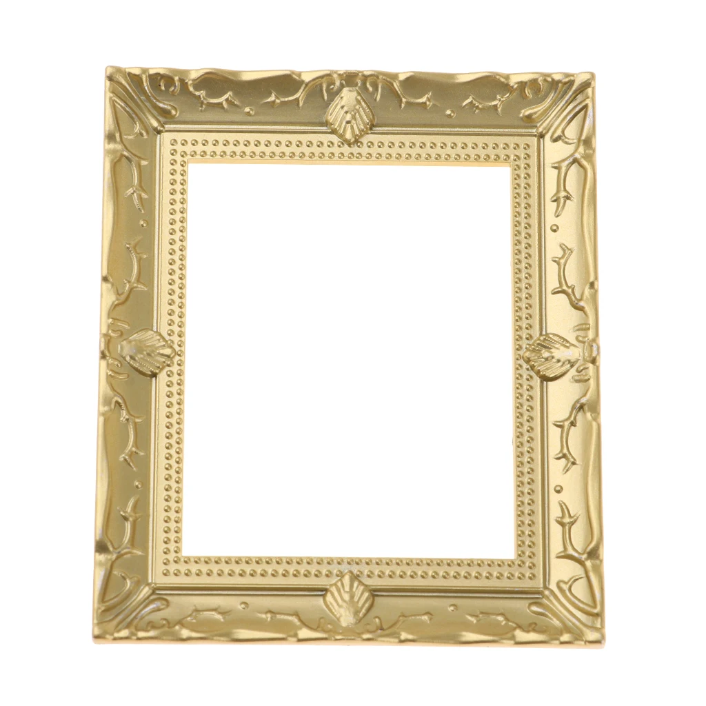 2 шт. миниатюрная роспись Золотая картина фоторамки для 1/12 кукольного домика