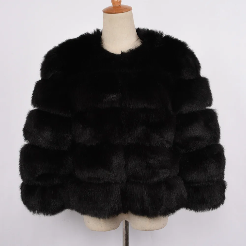 Black Новинка, Женское пальто из искусственного меха, короткий мех, высокое качество, искусственный мех, зимняя теплая Роскошная верхняя одежда, Осенние Повседневные Вечерние пальто S8400 - Цвет: Black