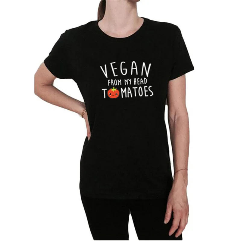 Новинка Vegan женская футболка с надписью My Head Tomatoes забавная унисекс коротким