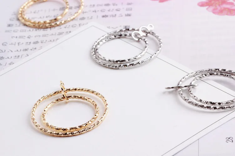 

Double Circle Pendant Pendant Earrings simple semi Earrings Handmade DIY Korea ear jewelry accessories material
