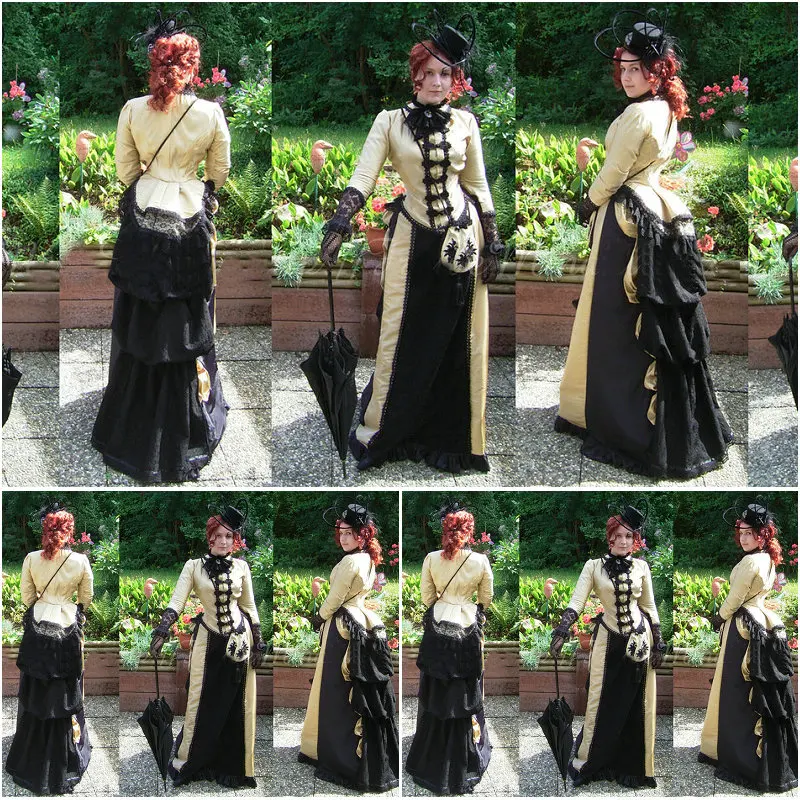 

History!Customer-made Victorian dress 1860s Civil war Dress Scarlett Theater Costume Halloween Renaissance Dress V-557