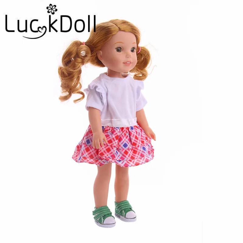 Платье трапеция с принтом LUCKDOLL размер 14 5 дюйма американские куклы аксессуары для