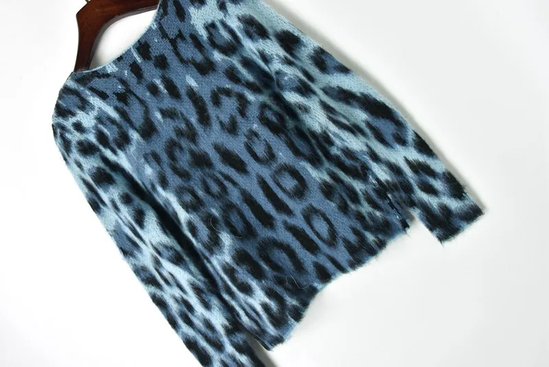 Mohair Knitted Sweater 2018 Winter Fashion Sexy Leopard luxury sweater mujer Women Long Sleeve Pullover Warm femme hiver | Женская