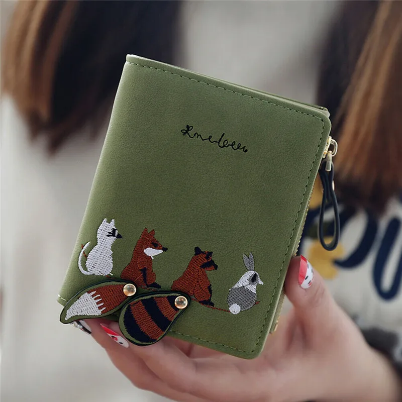 Женский популярный мультяшный кожаный маленький кошелек держатель для карт на молнии портмоне клатч сумочка