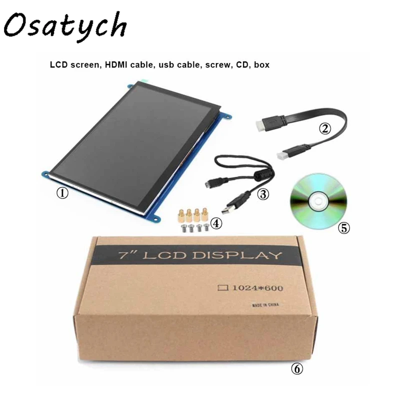Горячие Продажа Новые 7 дюймов 1024*600 для Raspberry Pi 2B/3B/3B + ЖК дисплей емкостный