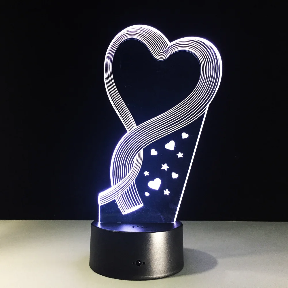 Свадебные украшения ночник 3D Led Настольная лампа Любовь Сердце USB сенсорный RC