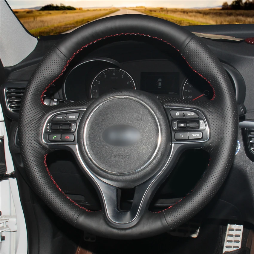 Чехол на руль автомобиля MEWANT из черной искусственной кожи для Kia K5 Optima 2016 2018 Sportage