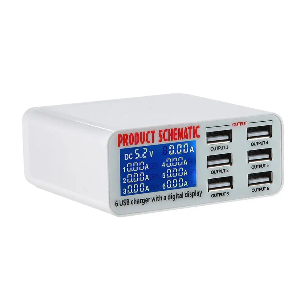 Зарядное устройство Go2linK с цифровым дисплеем и 6 USB портами станция для быстрой