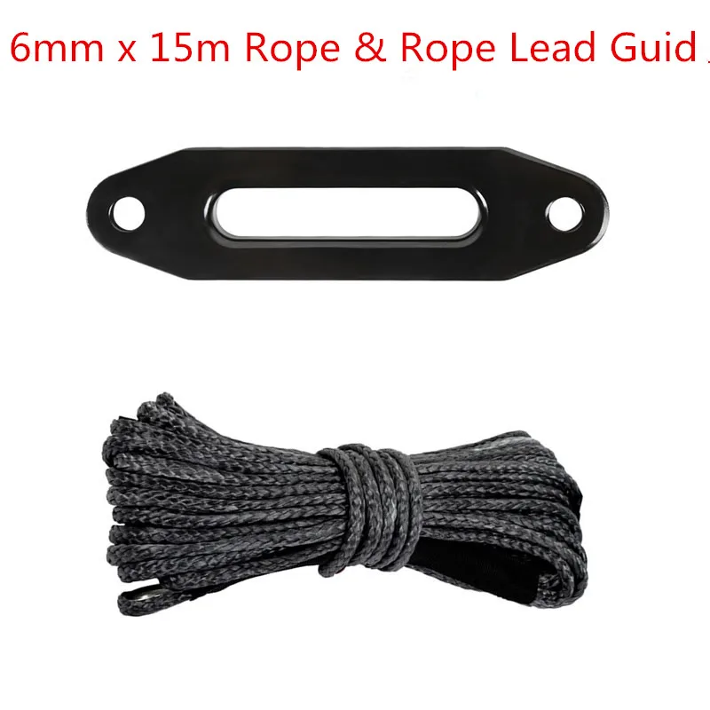 Guide 6mm Rope Синтетическая лебедка 4000lbs, ведущая направляющая, алюминиевая, для внедорожников, ATV UTV, Hawse, Fairlead, 5 мм x 15 м/6 мм x 15 м, нейлоновая веревка, лебедка, буксировочный кабель - Цвет: Guide 6mm Rope