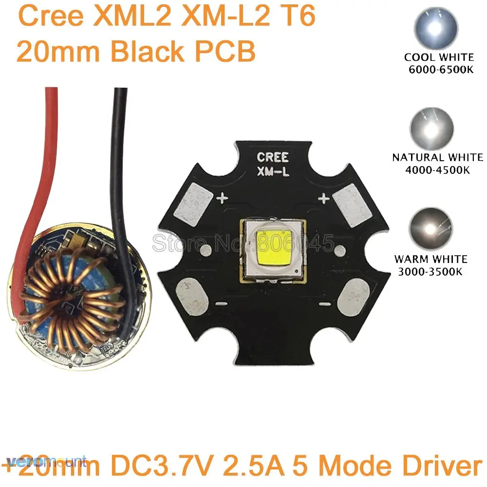 Cree XM L2 T6 10 Вт Холодный белый нейтральный теплый светодиодный излучатель 16 мм или 20