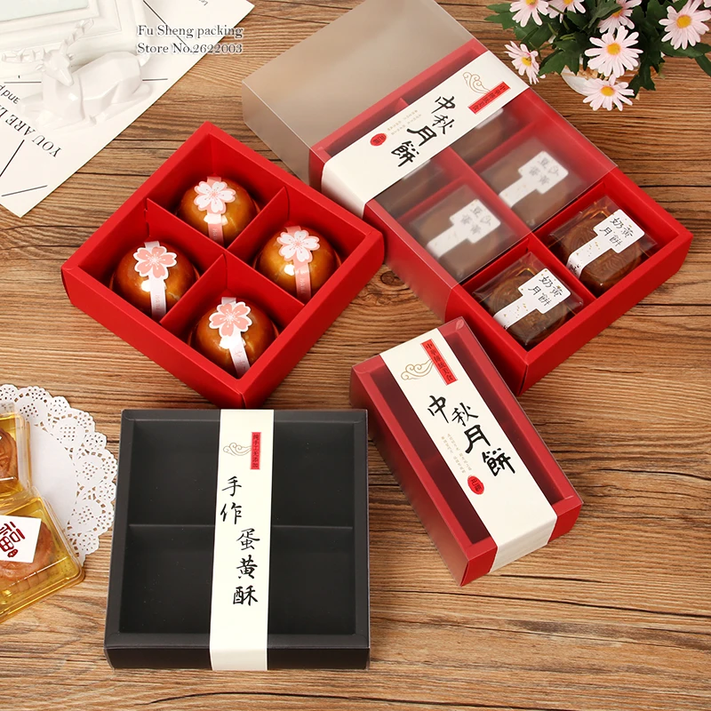 PVC Red drawer lattice cake Box dessert macarons boxes pastry packaging boxes100 pieces/lot | Дом и сад