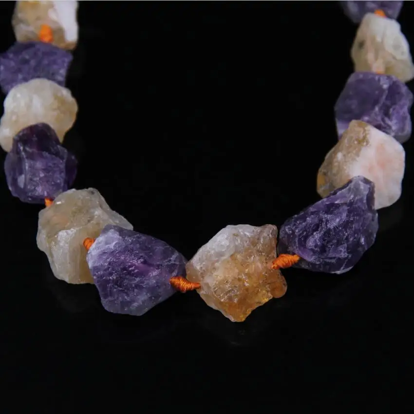 dark yellow purple 8 камней выбор, грубая Радуга Кристаллы самородки кварцевые точки бусины, авантюрин, тигровый глаз ломтик свитер с бисером кулон ожерелье - Цвет: dark yellow purple