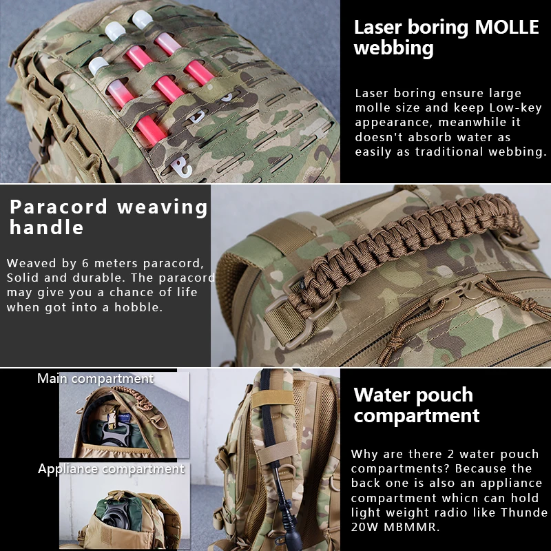 IDOGEAR тренировочный рюкзак с драконом, военные дорожные многофункциональные сумки, Охотничья сумка BG3501, Мультикам, рюкзак для кемпинга