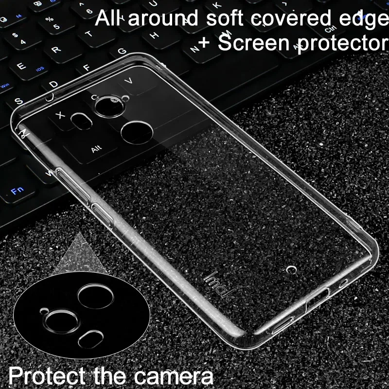 IMAK Ultra Thin Soft TPU Case For HTC U11 Plus Transparent Back Cover Skin for Dual Sim Silicone + Screen Film |