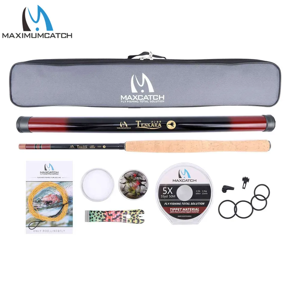Maximumcatch 11FT/12FT/13FT Тенкара летать стержня Set Fly line & палантин и щипцы мух готовы рыбы