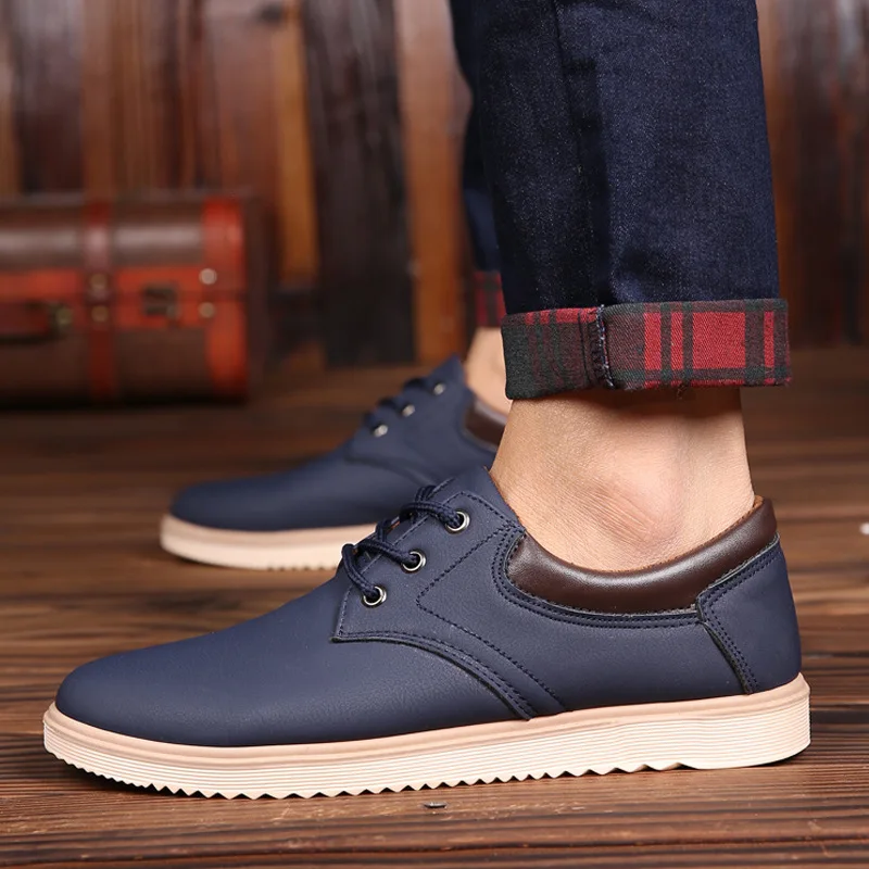 New Leather Shoes Men's Flats Oxfords Fashion Design Men Causal Lace-Up For Sneaker Oxford | Обувь