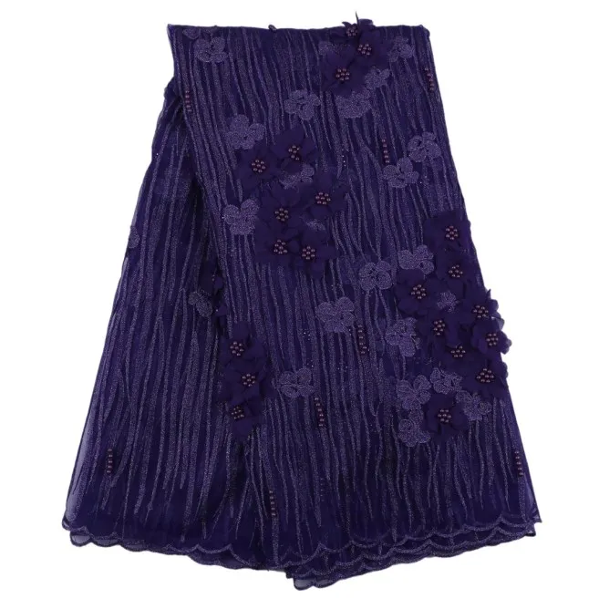 2017 Аппликация в нигерийском стиле французского фатина Кружево Ткань дриблинг