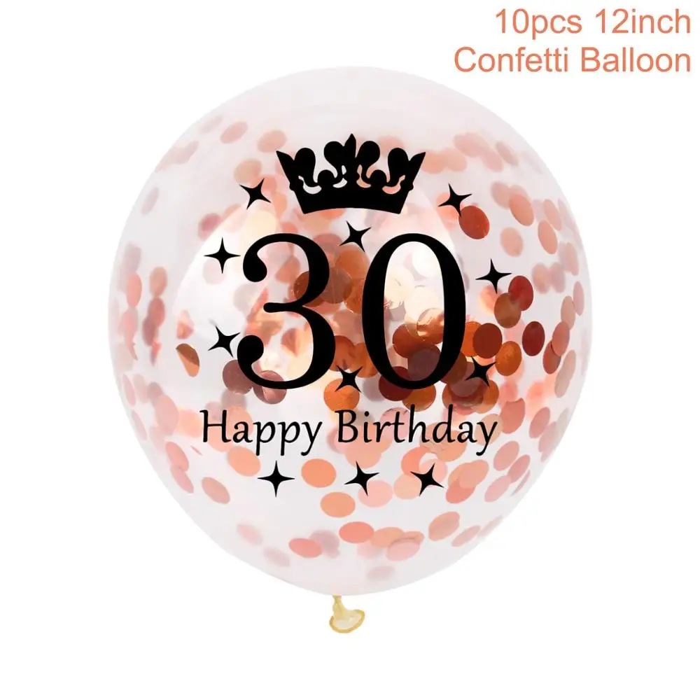 confetti 30 rosegold 10pcs 12inch Happy Birthday Balloon 30 40 50 60 Anniversary Latex Balloons Wedding Anniversary Decor Birthday Supplies - Цвет: confetti 30 rosegold
