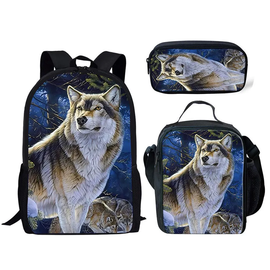 FORUDESIGNS/3D животных волк печати школьные сумки для детей 3 шт./компл. школьный рюкзак, студенческий рюкзак, рюкзак начальная школа книга сумки для мальчиков классная сумка - Цвет: P5370CGK