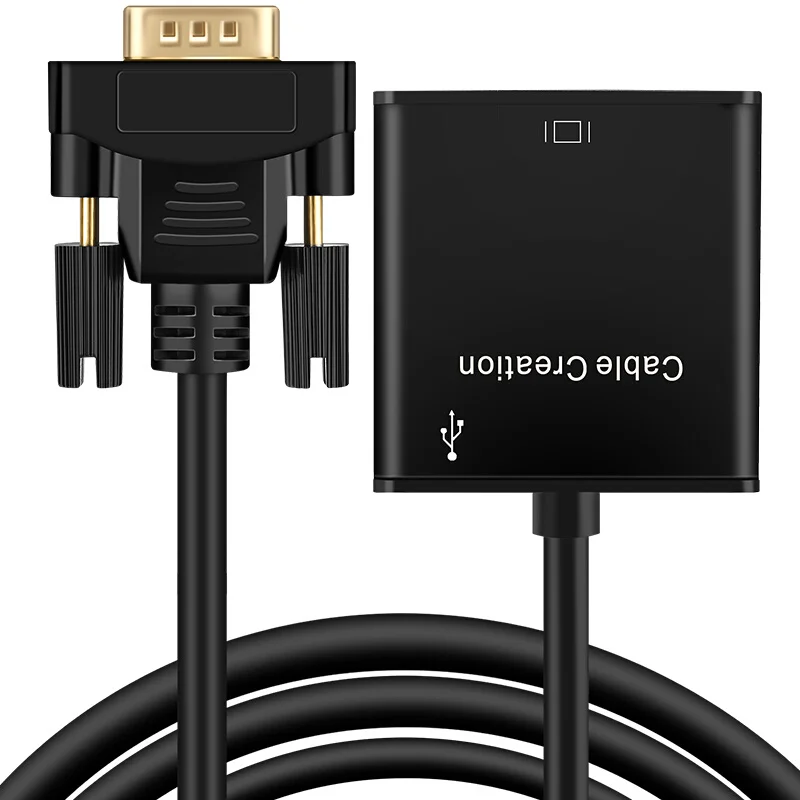 Адаптер HDMI-VGA с аудиоразъемом 3 5 мм Переходник HDMI мама-VGA папа для ТВ-приставки
