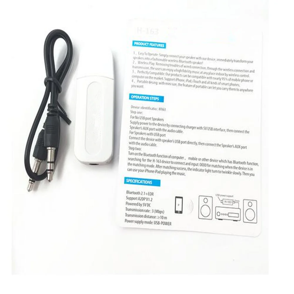 

50pcs USB Bluetooth AUX Wireless Car Audio Receiver 3.5mm Jack A2DP Music Receiver Adapter for Android/I-O-S Mobile Phone