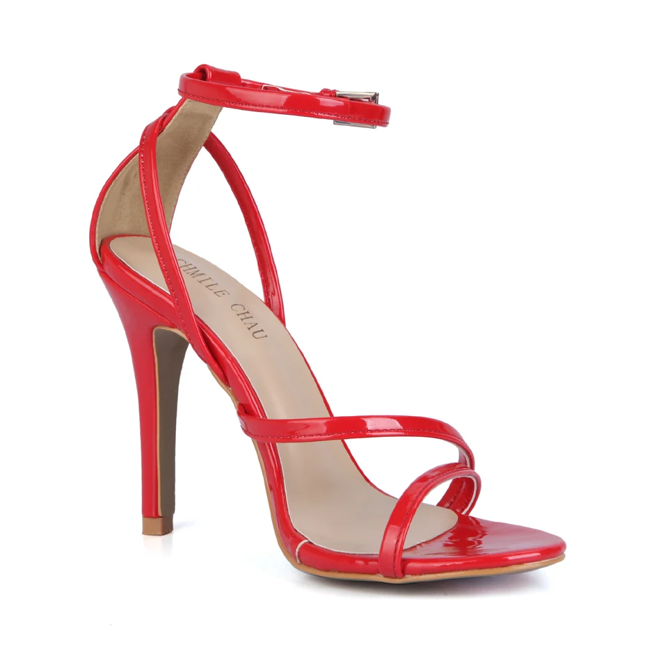 Sexy Patent Bridals Party Open Toe Stiletto Ankle Strap Women Sandals Chaussure Sandales Femmes Mode Fete Soiree Mariage 5186-9P | Обувь