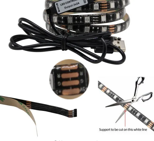 USB 5 В RGB Светодиодные ленты 5050 cri90 LED Клейкие света 10 мм для ТВ Задний план