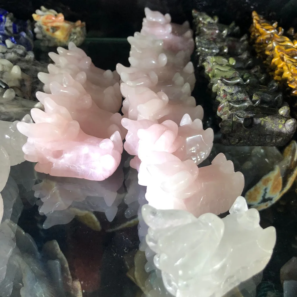 

1pcs Natural white crystal carving crystal dragon head bone part healing reiki