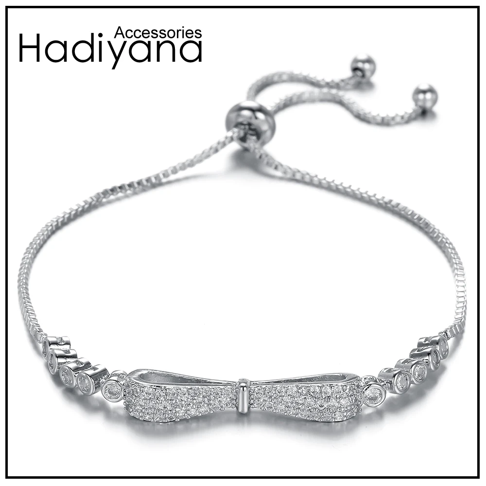 Женский браслет с бантом Элегантный регулируемый фианитом SL445 Pulsera |