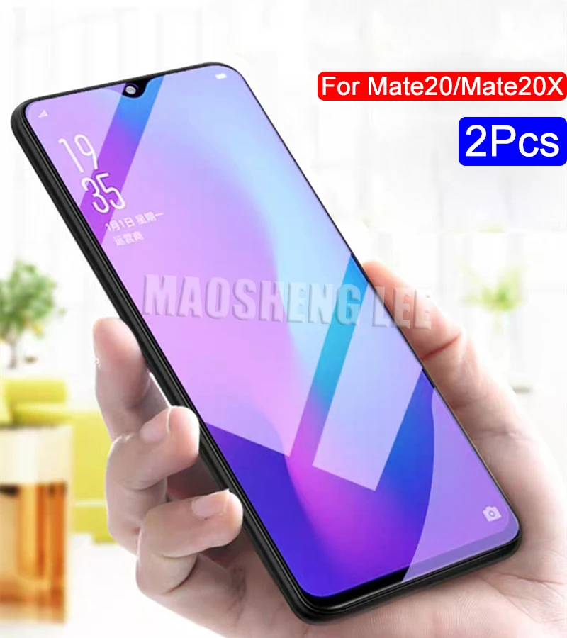 2 шт./лот полное закаленное стекло для Huawei Mate 20 X защита экрана 9H 2.5D анти Blu Ray mate