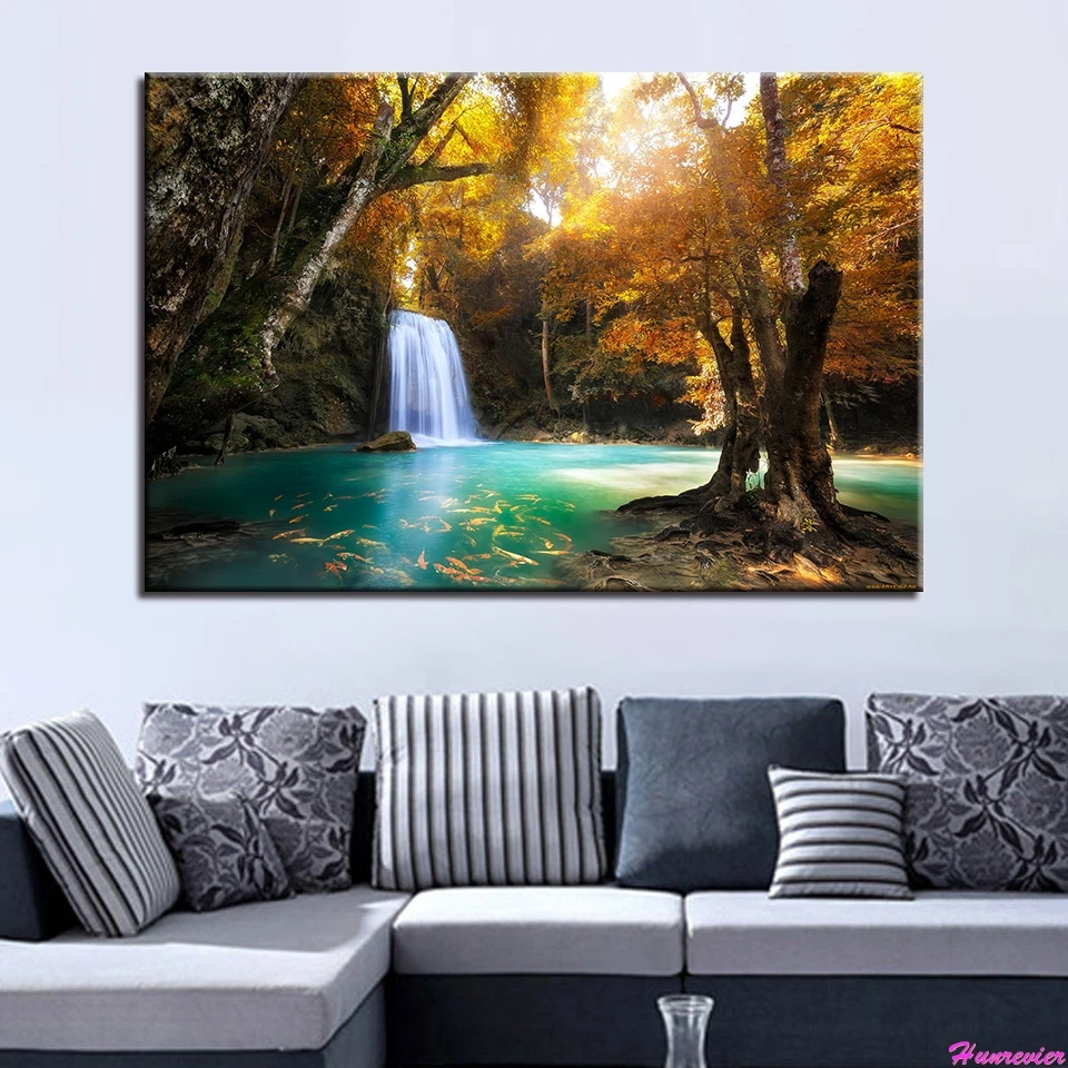 Картина с бриллиантами полный лес водопад озеро картины пейзаж алмазная вышивка