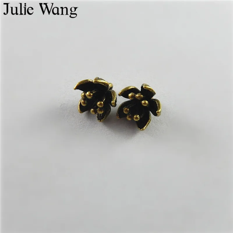 10 шт. медные Подвески для ожерелья Julie Wang в античном стиле бронзовые цветы