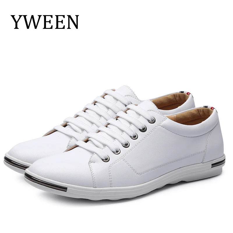 

YWEEN New Arrival Mens Casual Shoes Spring Autumn Lace-up Solid Top Men Leather Shoes Outdoor Flat Shoes Big Size