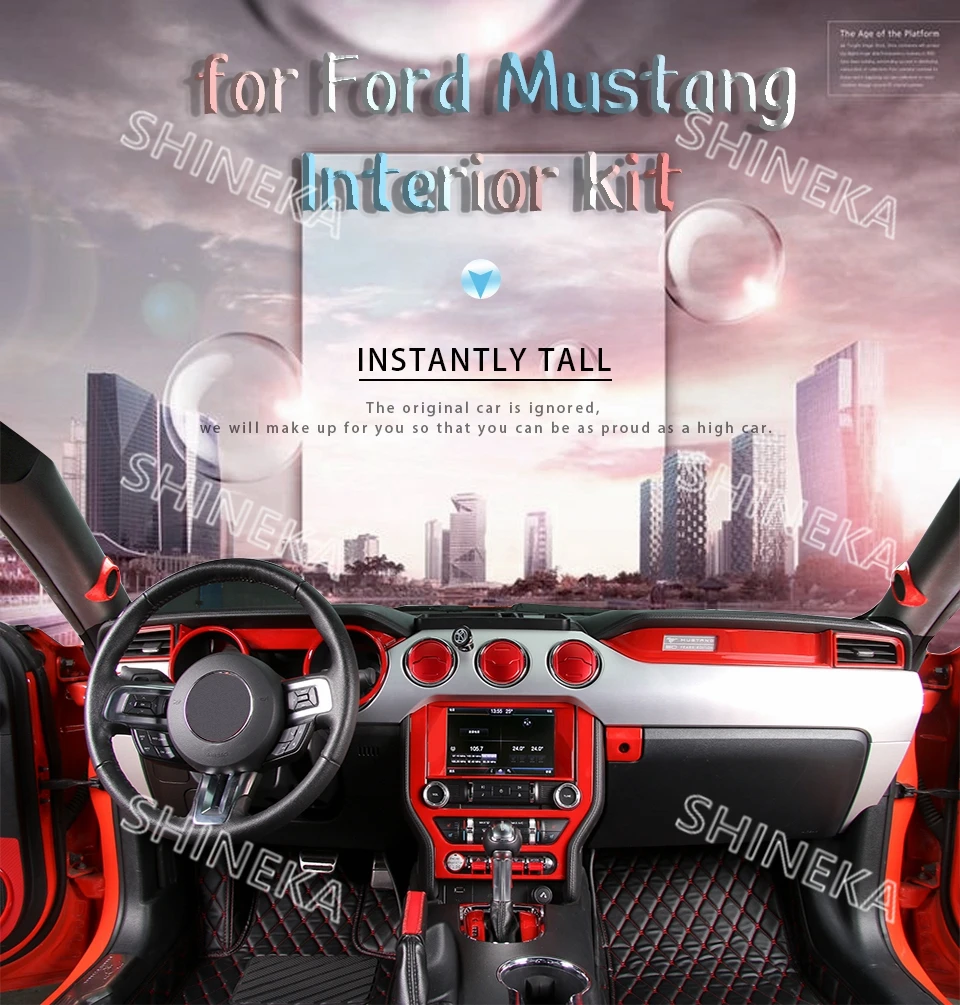 SHINEKA накладки для интерьера для Ford Mustang+ 15 шт. Красный Синий Серебряный комплект декоративная крышка Mustang аксессуары для интерьера